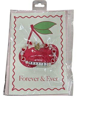 Forever & Ever "Besties" Beaded Bracelet With Heart Charms & Gold Accent New In